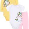 KIT BODY INFANTIL 3 PEÇAS SUEDINE UNICÓRNIO