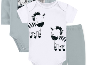 KIT BODY INFANTIL 3 PEÇAS SUEDINE ZEBRA